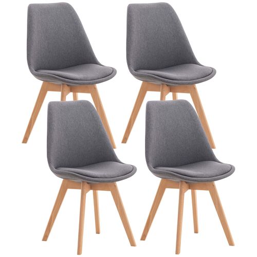 Lot De 4 Chaises De Salle à Manger Cuisine Bureau Style Scandinave En Tissu Gris Pieds En Bois 10_