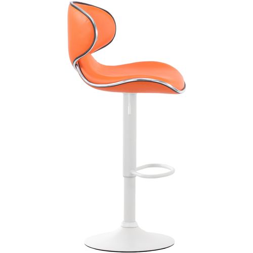 Lot De 2 Tabourets De Bar Design Contemporain Pieds En Métal Blanc Mat Assise En Synthétique Orange