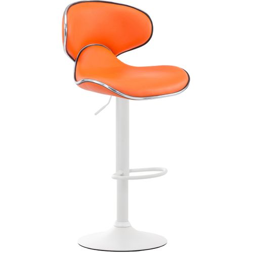 Lot De 2 Tabourets De Bar Design Contemporain Pieds En Métal Blanc Mat Assise En Synthétique Orange