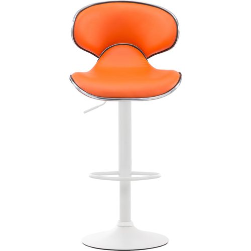 Lot De 2 Tabourets De Bar Design Contemporain Pieds En Métal Blanc Mat Assise En Synthétique Orange