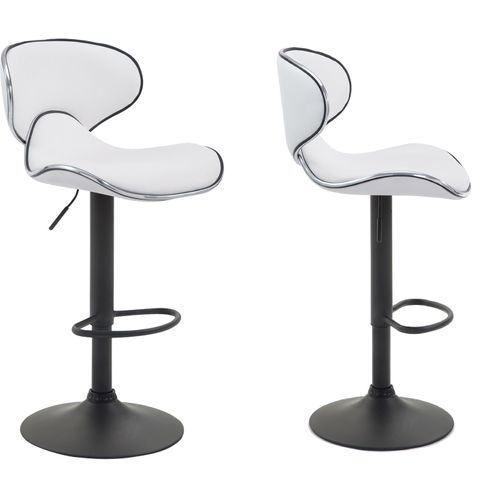 Lot De 2 Tabourets De Bar Design Contemporain Pieds En Métal Noir Assise En Synthétique Blanc 10_0