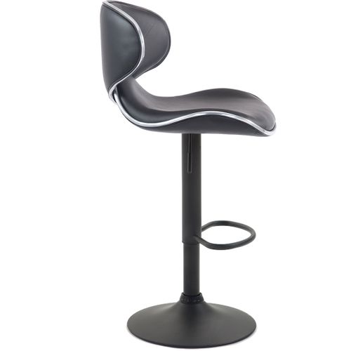 Lot De 2 Tabourets De Bar Design Contemporain Pieds En Métal Noir Assise En Synthétique Noir 10_00