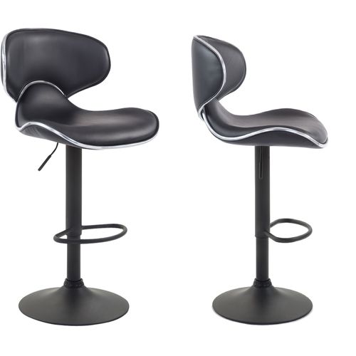 Lot De 2 Tabourets De Bar Design Contemporain Pieds En Métal Noir Assise En Synthétique Noir 10_00