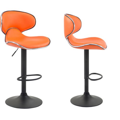 Lot De 2 Tabourets De Bar Design Contemporain Pieds En Métal Noir Assise En Synthétique Orange 10_