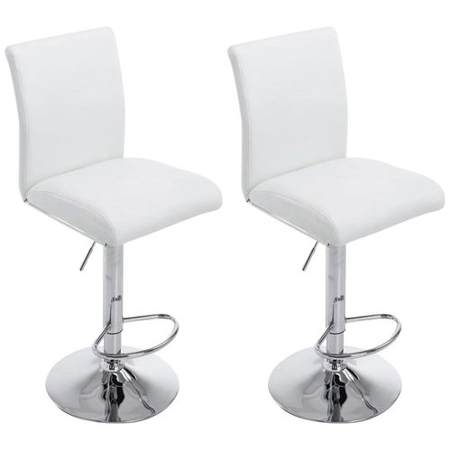 Set De 2 Tabourets De Bar Avec Repose-pied Design Moderne Synthétique Blanc 10_0000267