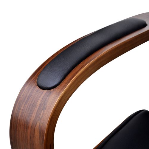 Fauteuil Chaise Siège De Bureau En Bois De Noyer Avec Repose-tête Luxe Noir 0502018