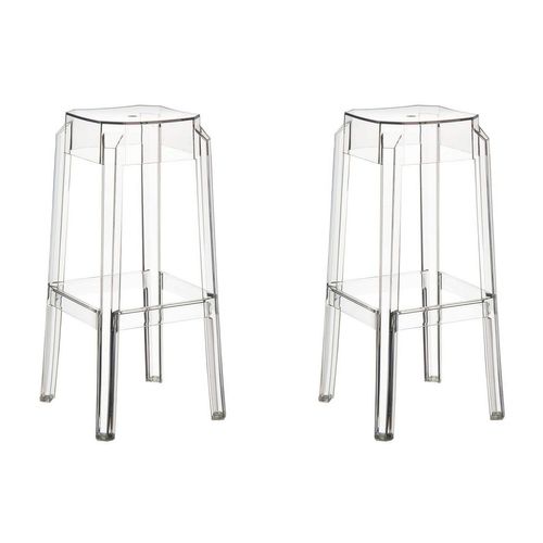 Lot De 2 Tabourets De Bar Empilable Design Moderne Plastique Transparent 10_0000231