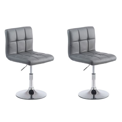 Lot De 2 Chaises De Salle à Manger Style Moderne Et Design En Synthétique Gris Hauteur Réglable Pi
