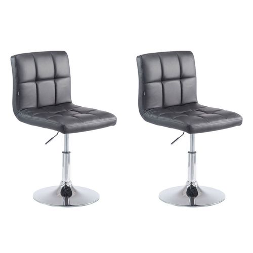 Lot De 2 Chaises De Salle à Manger Style Moderne Et Design En Synthétique Noir Hauteur Réglable Pi