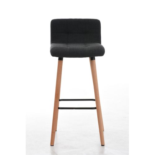 Lot De 2 Tabourets De Bar En Tissu Gris Foncé Coutures Décoratives Pieds En Bois Avec Repose-pieds