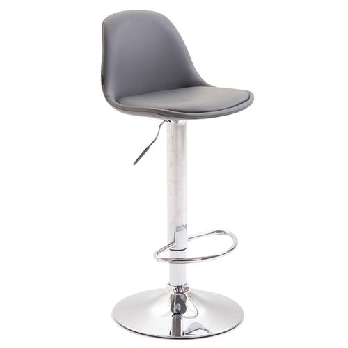 Tabouret De Bar Avec Repose-pieds Design Moderne Synthétique Gris Et Métal 10_0000148