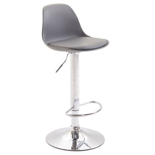 Tabouret De Bar En Synthétique Et Plastique Rouge Pied En Gris Réglable Et Pivotant 10_0000146