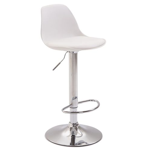Tabouret De Bar En Synthétique Et Plastique Blanc Pied En Métal Réglable Et Pivotant 10_0000145