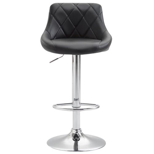 Tabouret De Bar En Synthétique Noir Pivotant Avec Repose-pieds Coutures Décoratives 10_0000112