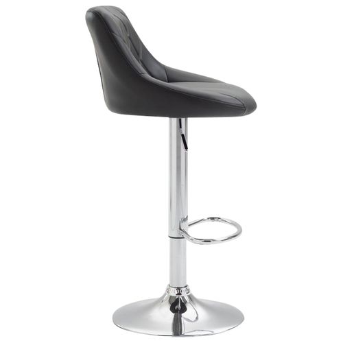 Tabouret De Bar En Synthétique Noir Pivotant Avec Repose-pieds Coutures Décoratives 10_0000112