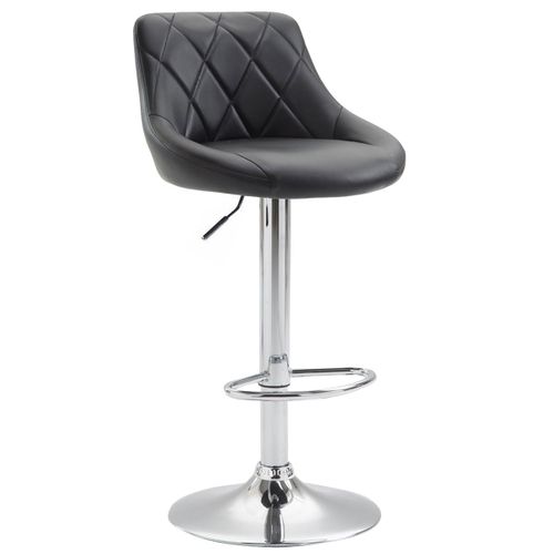 Tabouret De Bar En Synthétique Noir Pivotant Avec Repose-pieds Coutures Décoratives 10_0000112