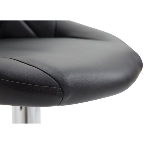 Tabouret De Bar En Synthétique Noir Pivotant Avec Repose-pieds Coutures Décoratives 10_0000112