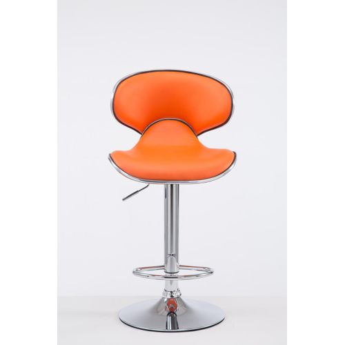 Tabouret De Bar Chaise De Bar Hauteur Réglable Avec Repose Pieds En Synthétique Orange Et Métal 10