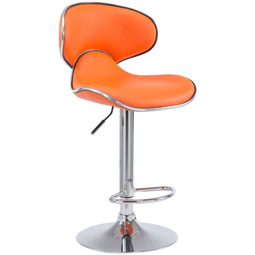 Tabouret De Bar Chaise De Bar Hauteur Réglable Avec Repose Pieds En Synthétique Orange Et Métal 10