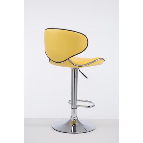 Tabouret De Bar Chaise De Bar Hauteur Réglable Avec Repose Pieds En Synthétique Jaune Et Métal 10_
