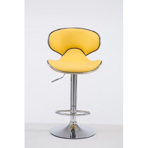 Tabouret De Bar Chaise De Bar Hauteur Réglable Avec Repose Pieds En Synthétique Jaune Et Métal 10_