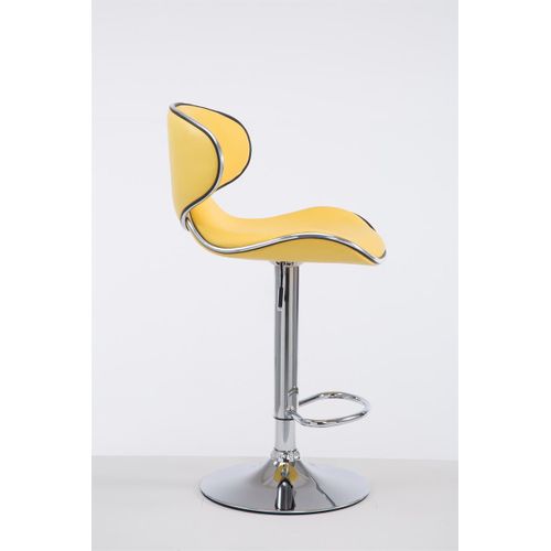 Tabouret De Bar Chaise De Bar Hauteur Réglable Avec Repose Pieds En Synthétique Jaune Et Métal 10_