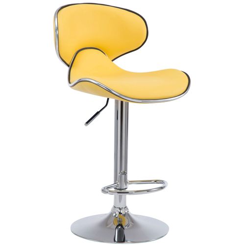 Tabouret De Bar Chaise De Bar Hauteur Réglable Avec Repose Pieds En Synthétique Jaune Et Métal 10_