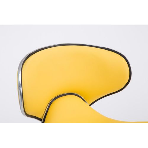 Tabouret De Bar Chaise De Bar Hauteur Réglable Avec Repose Pieds En Synthétique Jaune Et Métal 10_