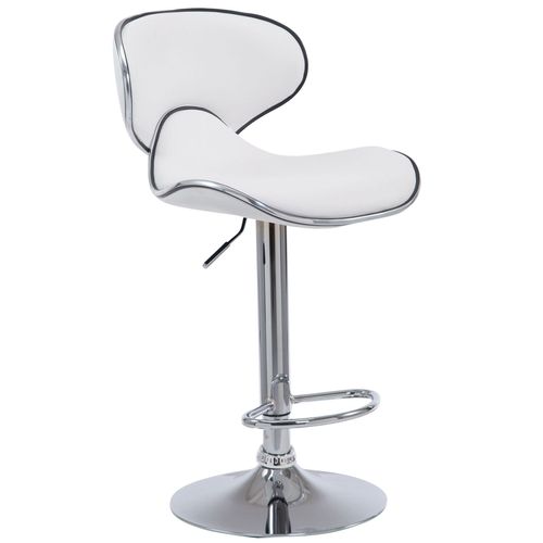 Tabouret De Bar Chaise De Bar Hauteur Réglable Avec Repose Pieds En Synthétique Blanc Et Métal 10