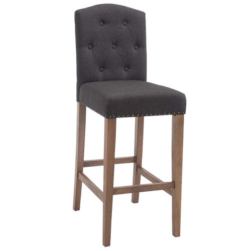 Tabouret De Bar Chaise Haute Avec Dossier Capitonné Tissu Gris Foncé Et Pieds En Bois Clair 10_000