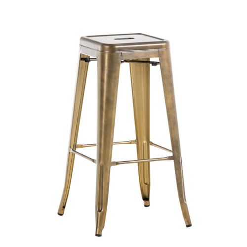 Tabouret De Bar Empilable Avec Repose-pieds Design Industriel Factory Métal Doré 10_0000073