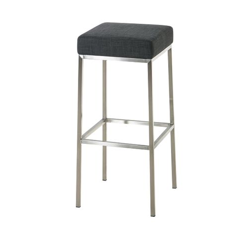 Tabouret De Bar Rembourré Revêtement Tissu Gris Foncé Avec Repose-pieds Acier Inoxydable Hauteur D
