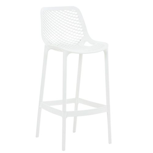 Tabouret De Bar Avec Repose-pieds Design Moderne Plastique Blanc Intérieur Ou Extérieur 10_0000040