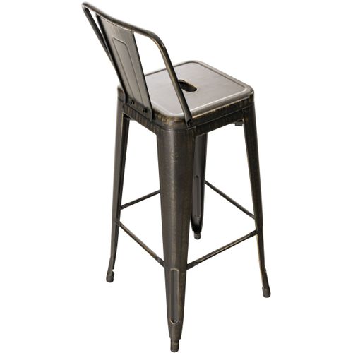 Tabouret De Bar X1 Style Industriel Avec Dossier Et Repose-pieds En Métal Noir Doré 10_0000035