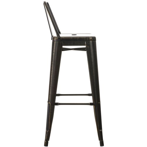 Tabouret De Bar X1 Style Industriel Avec Dossier Et Repose-pieds En Métal Noir Doré 10_0000035