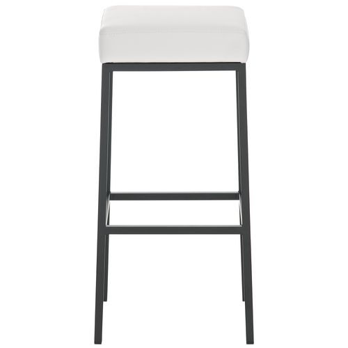 Tabouret De Bar Design Moderne En Synthétique Blanc Pieds Forme Carré Métal Noir Mat Blanc 10_0000