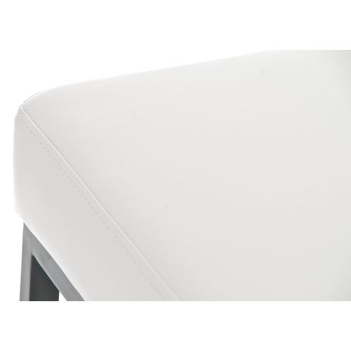 Tabouret De Bar Design Moderne En Synthétique Blanc Pieds Forme Carré Métal Noir Mat Blanc 10_0000