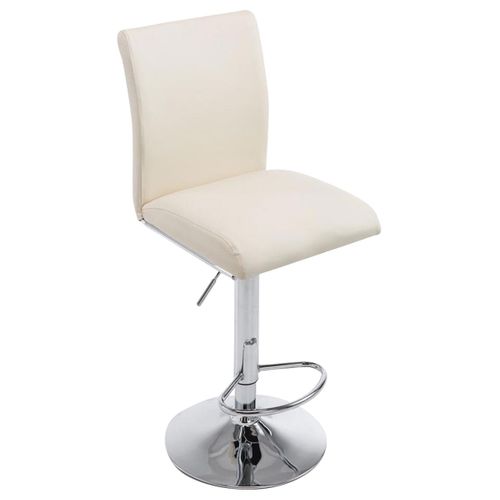 Tabouret De Bar Chaise Haute Avec Repose-pieds Forme Trompette Design Moderne En Synthétique Crème