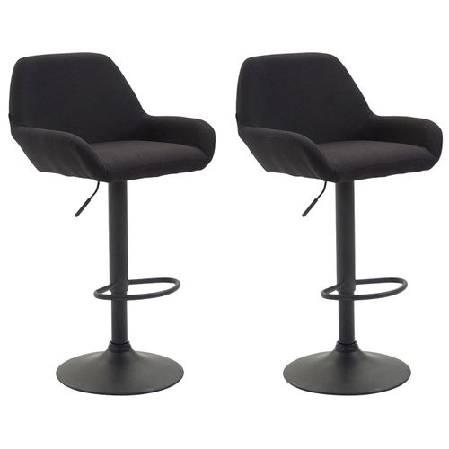 Lot De 2 Tabourets De Bar Moderne Et Confortable En Tissu Noir Pieds Trompette En Métal Noir Tdb10