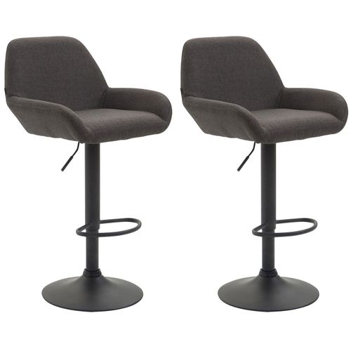 Lot De 2 Tabourets De Bar Moderne Et Confortable En Tissu Gris Foncé Pieds Trompette En Métal Noir