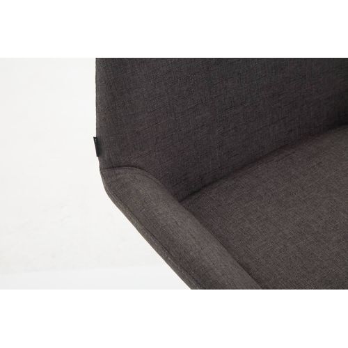Lot De 2 Tabourets De Bar Moderne Et Confortable En Tissu Gris Foncé Pieds Trompette En Métal Noir