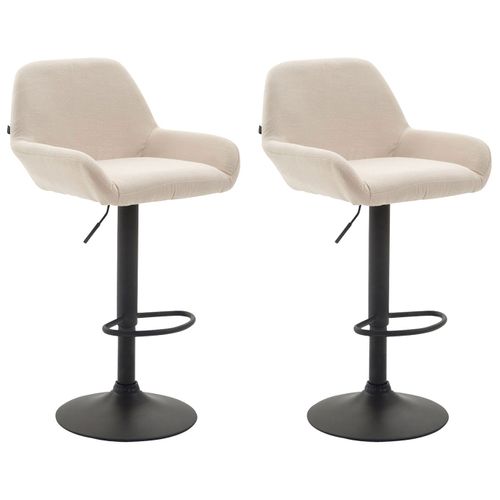 Lot De 2 Tabourets De Bar Moderne Et Confortable En Tissu Crème Pieds Trompette En Métal Noir Tdb1