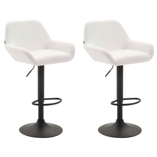 Lot De 2 Tabourets De Bar Moderne Et Confortable En Synthétique Blanc Pieds Trompette En Métal Noi