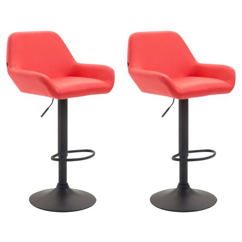 Lot De 2 Tabourets De Bar Moderne Et Confortable En Synthétique Rouge Pieds Trompette