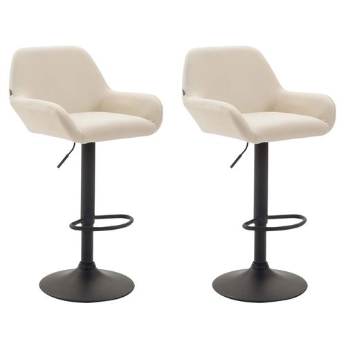 Lot De 2 Tabourets De Bar Moderne Et Confortable En Synthétique Crème Pieds Trompette En Métal