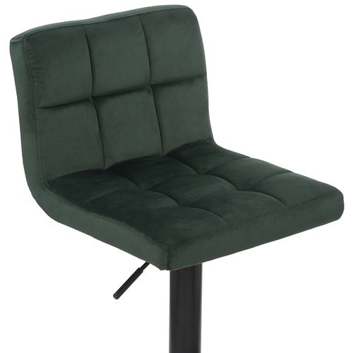 Tabouret De Bar En Velours Vert Avec Pieds En Métal Noir Assise Rembourée Repose-pieds Pivotant