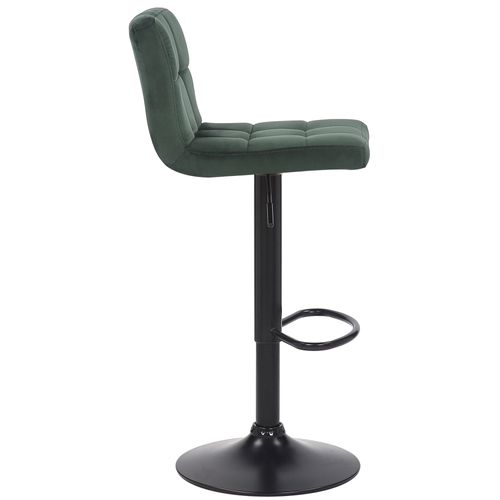 Tabouret De Bar En Velours Vert Avec Pieds En Métal Noir Assise Rembourée Repose-pieds Pivotant