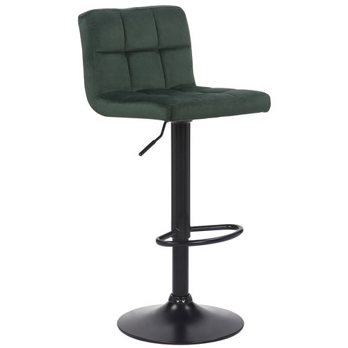 Tabouret De Bar En Velours Vert Avec Pieds En Métal Noir Assise Rembourée Repose-pieds Pivotant