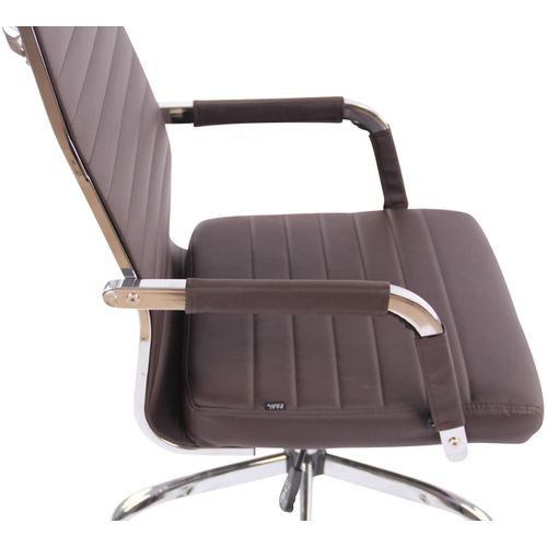 Fauteuil De Bureau Sur Roulettes Confortable Hauteur Réglable En Synthétique Marron Cadre Métal Ch