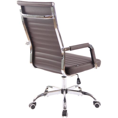 Fauteuil De Bureau Sur Roulettes Confortable Hauteur Réglable En Synthétique Marron Cadre Métal Ch